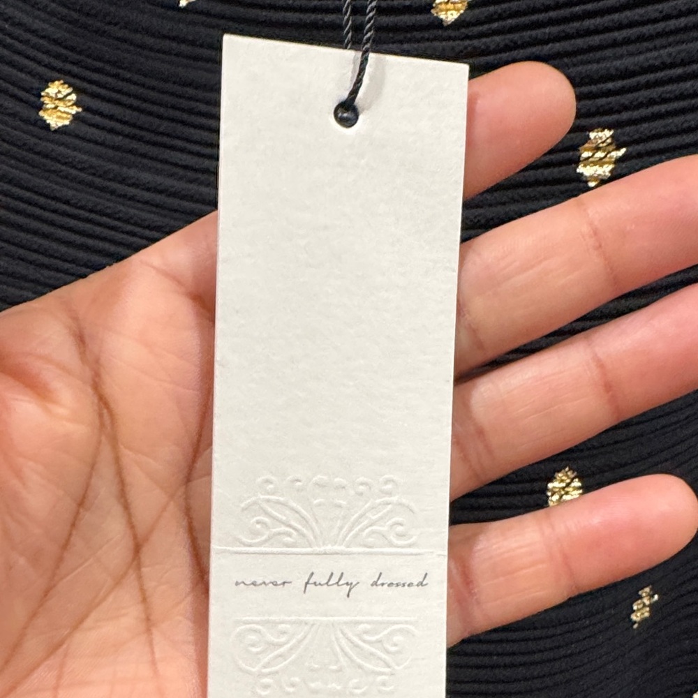 Never Fully Dressed Black Midi Dress with Gold Dot Print - Picture 13 of 16